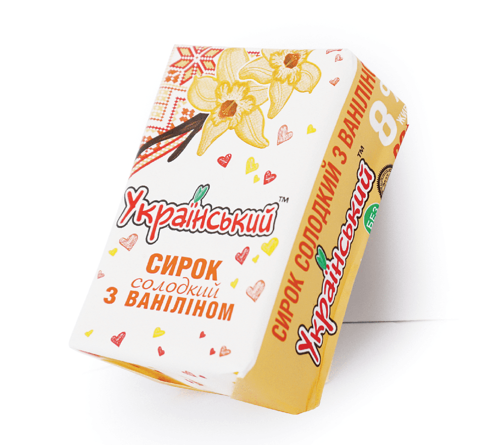 Сирок солодкий з ваніліном 8 % ж. 90 гр ТМ Український